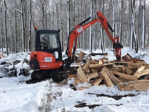 KP Bau Professionelles Großholzspalten - Bagger - Bauunternehmen Prüm Eifel